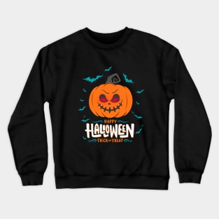 Halloween Scary Evil Pumpkin Funny Pumpkin Head Crewneck Sweatshirt